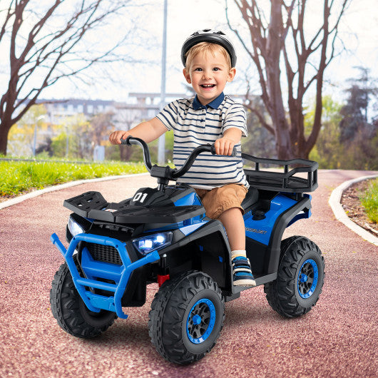 24V Kids Ride on Electric ATV Quad Car with Realistic Sounds and LED Lights-Navy
