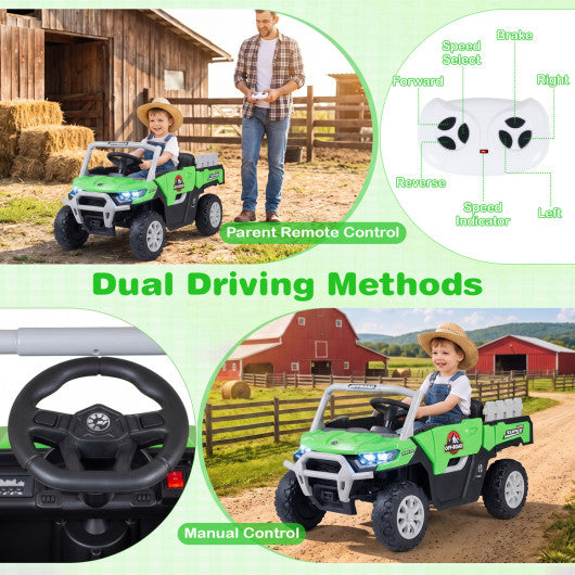 24V Ride On Dump Truck Car Off-Road with Remote Control and Music-Green