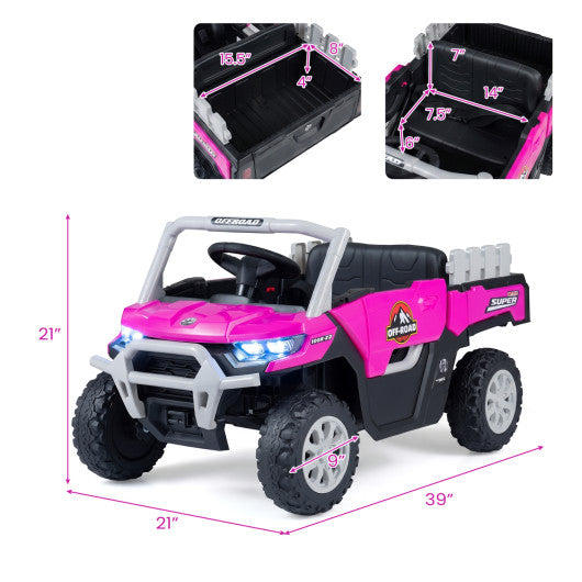 24V Ride On Dump Truck Car Off-Road with Remote Control and Music-Pink