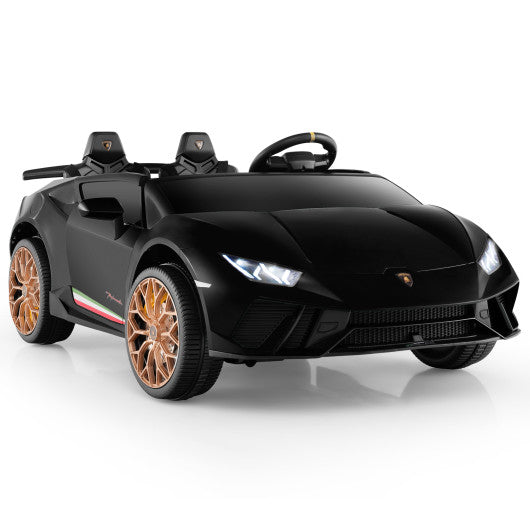 24V Ride-on Car for Kids 4WD 2-Seater Licensed Lamborghini Electric Vehicles with Music-Black