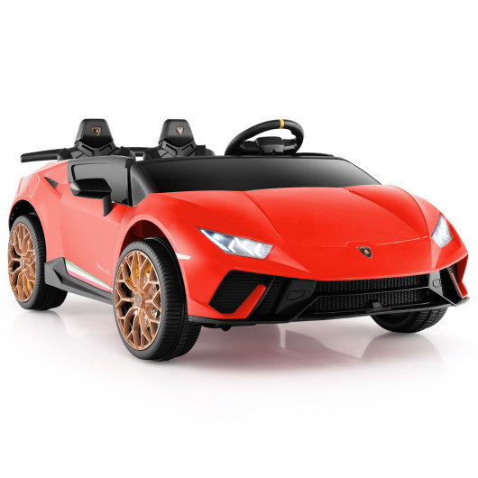 24V Ride-on Car for Kids 4WD 2-Seater Licensed Lamborghini Electric Vehicles with Music-Red