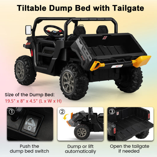 24V Ride On Kids Car with Dump Bed and Remote Control-Black
