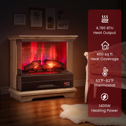 27 Inch Freestanding Fireplace with Remote Control-Brown