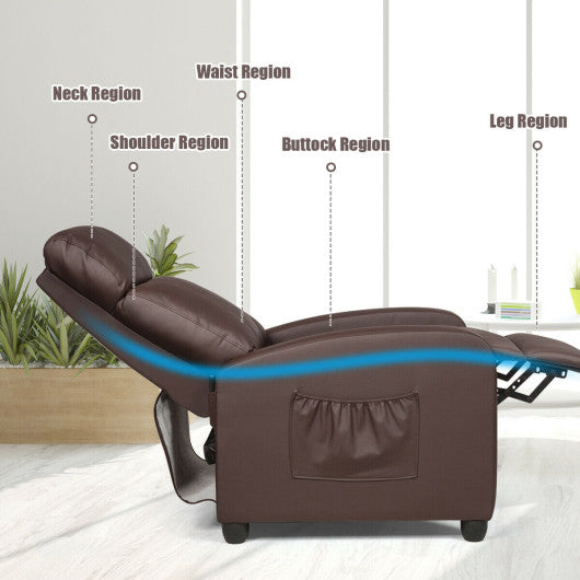 Recliner Sofa Wingback Chair with Massage Function-Brown