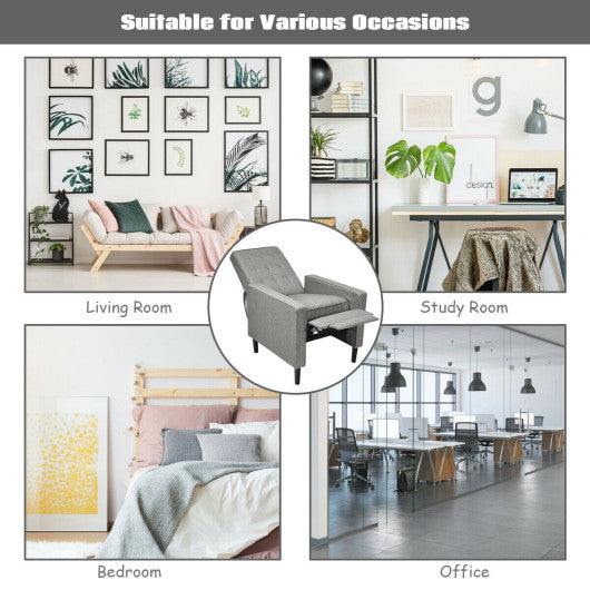 Mid-Century Push Back Recliner Chair -Gray