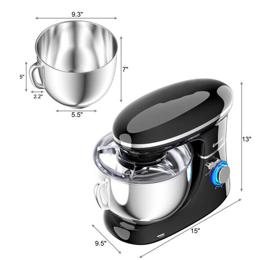 6.3 Qt 6 Speed 660W Tilt-Head Food Stand Mixer-Black