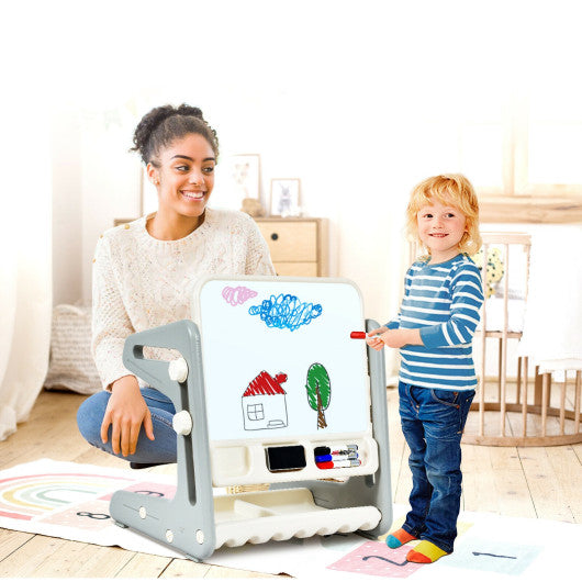 2 in 1 Kids Easel Table and Chair Set with Adjustable Art Painting Board