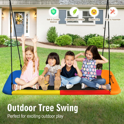60 Inches Platform Tree Swing Outdoor with 2 Hanging Straps-Multicolor