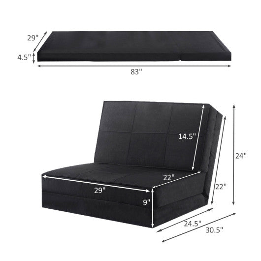 High Quality Fam Convertible Lounger Folding Sofa Sleeper Bed-Black