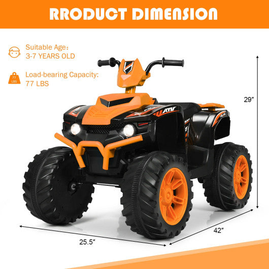12V Kids Ride on ATV with LED Lights and Treaded Tires and LED lights-Orange