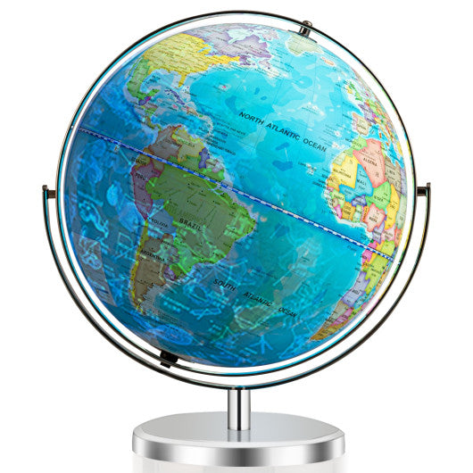 13 Inch Illuminated World Globe 720¡ã Rotating Map with LED Light