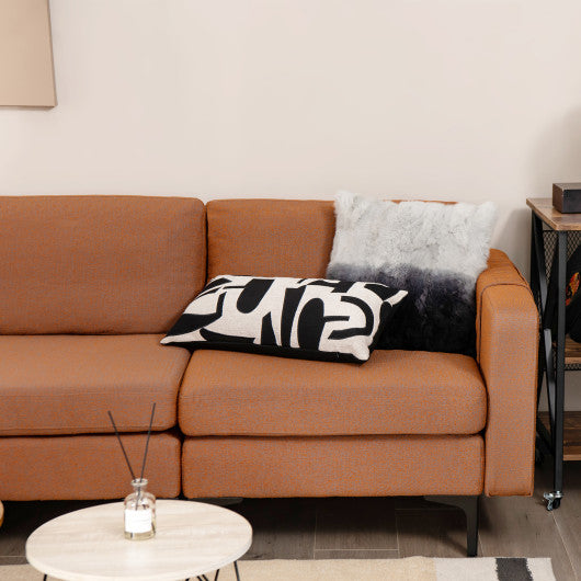 Modular L-shaped Sectional Sofa with Reversible Ottoman and 2 USB Ports-Orange