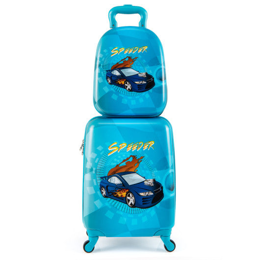 2 PCS Kid Luggage Set With Spinner Wheels for Children Boys Girls-Navy