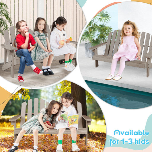 2 Person Fir Wood Adirondack Chair with High Backrest-Gray