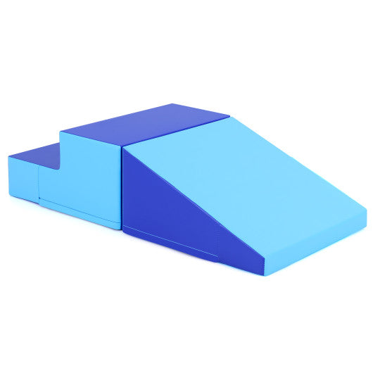 2-Piece Step and Slide Climber for Infants and Toddlers Baby Soft Play Set-Blue