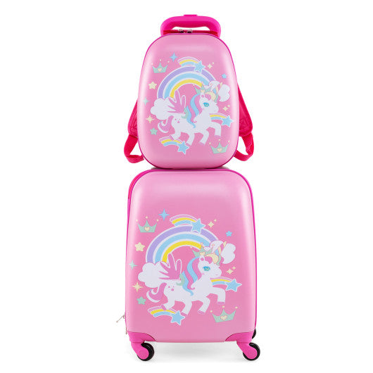 2 Pieces Kids Carry-on Luggage Set with 12 Inch Backpack-White