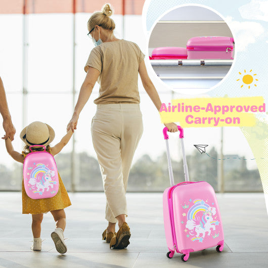 2 Pieces Kids Carry-on Luggage Set with 12 Inch Backpack-White