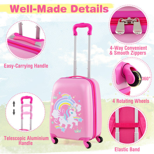 2 Pieces Kids Carry-on Luggage Set with 12 Inch Backpack-White