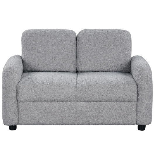 2-Seat Kids Sofa Toddler Sofa Couch with Soft Teddy Fleece Upholstery and Solid Wooden Frame-Gray