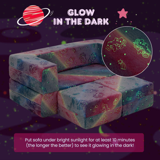 2 Seater Kids Play Couch with Removable and Machine Washable Flannel Cover-Color