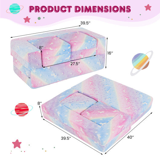 2 Seater Kids Play Couch with Removable and Machine Washable Flannel Cover-Color