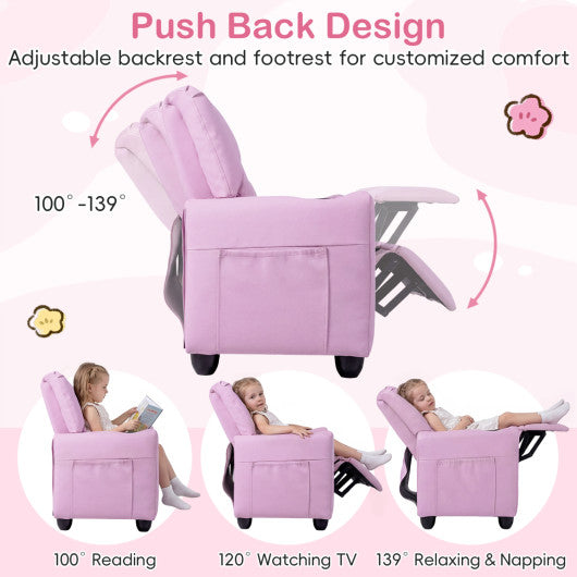 2-Seater Kids Recliner Double Toddler Sofa Chair with 2 Cup Holders-Pink