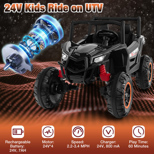 2-Seater Kids Ride on UTV with 2.4G Remote Control for over 3 Years Old Children-Black