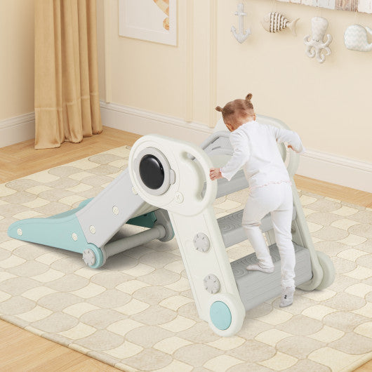 2 in 1 Baby Slide with Climber for Toddlers Age 18+ Months-Blue