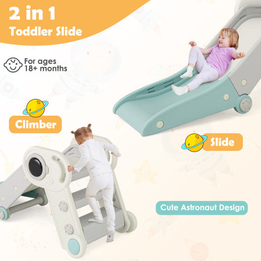 2 in 1 Baby Slide with Climber for Toddlers Age 18+ Months-Blue
