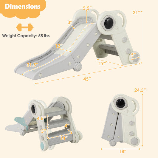 2 in 1 Baby Slide with Climber for Toddlers Age 18+ Months-Gray