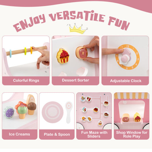 2-in-1 Baby Walker with Storage and Ice Creams for 1+ Years Old-Pink