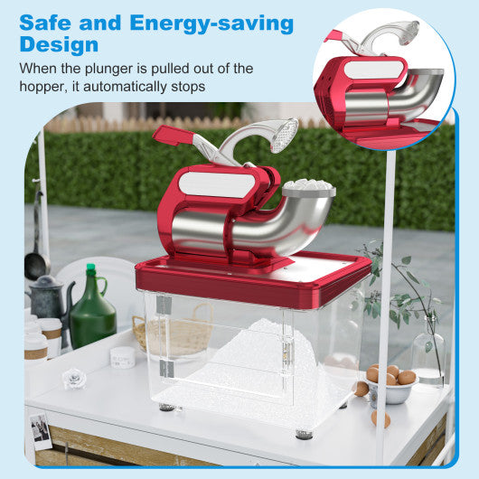 300W Commercial Ice Crusher with Dual Blades and Safety Switch-Red