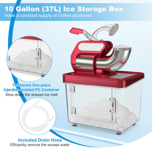 300W Commercial Ice Crusher with Dual Blades and Safety Switch-Red