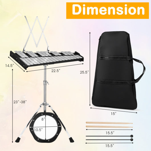 30 Notes Percussion with Practice Pad Mallets Sticks Stand