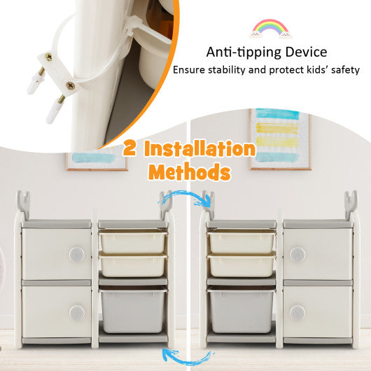 31 Inch Toy Chest and Bookshelf for Toddlers with Enclosed Cabinets and Pull-out Drawers
