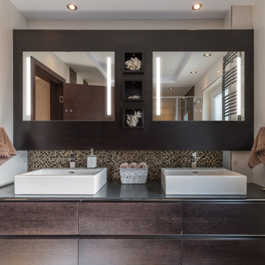 32 x 24 Inch Quadrate Wall Mirror with 3-Color Lights and Anti-Fog Function