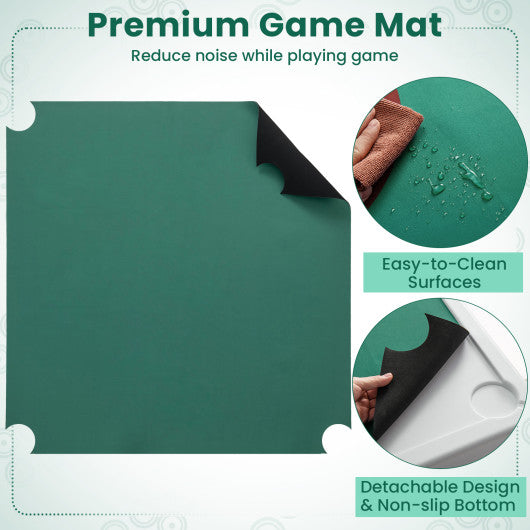 35 Inch 4 Player Game Card Folding Mahjong Table with Cup Holders-Green