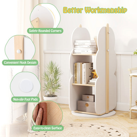 360¡ã Kid's Rotating Bookshelf Toy Storage Organizer with 5 Shelves-White