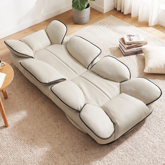 360 Degree Swivel Floor Gaming Chair with 6-Position Adjustable Backrest and Sponge Filling-Beige
