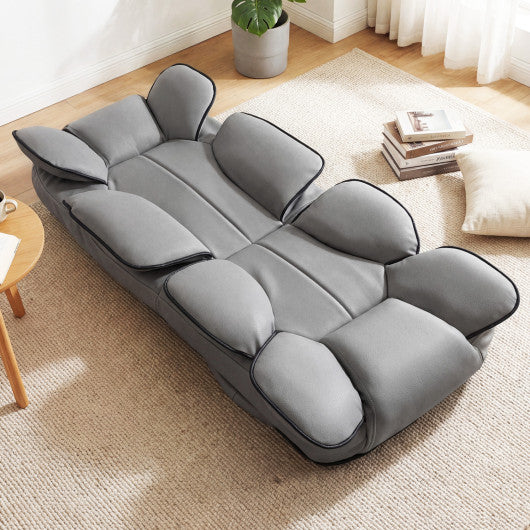 360 Degree Swivel Floor Gaming Chair with 6-Position Adjustable Backrest and Sponge Filling-Gray