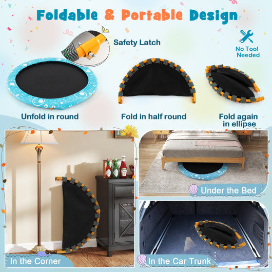 36 Inch Kids Trampoline Mini Rebounder with Full Covered Handrail-Orange