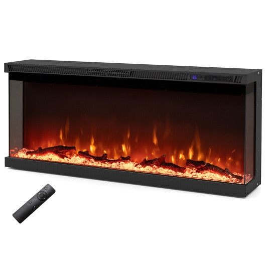 36/40/50/60 Inch Wide 3-Sided Electric Fireplace Insert with Remote Control and 12 Flame Colors-40 inches