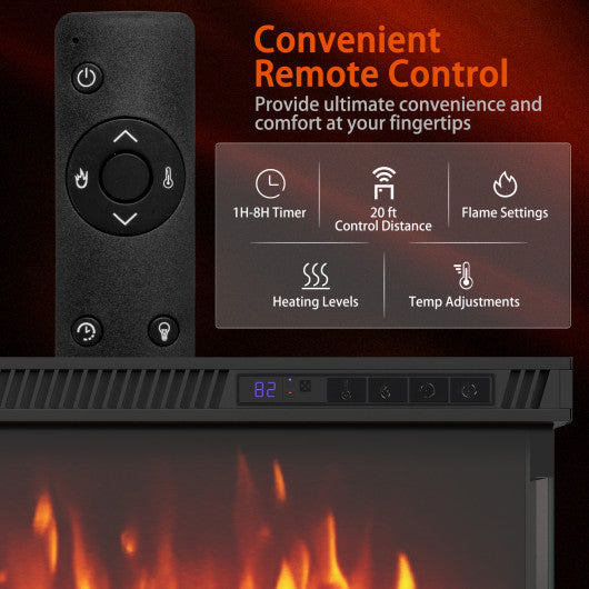 36/40/50/60 Inch Wide 3-Sided Electric Fireplace Insert with Remote Control and 12 Flame Colors-40 inches