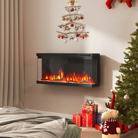 36/40/50/60 Inch Wide 3-Sided Electric Fireplace Insert with Remote Control and 12 Flame Colors-36 Inch