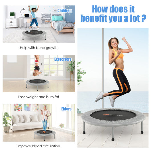 36 Inch Mini Folding Trampoline Portable Recreational Fitness Rebounder-Silver