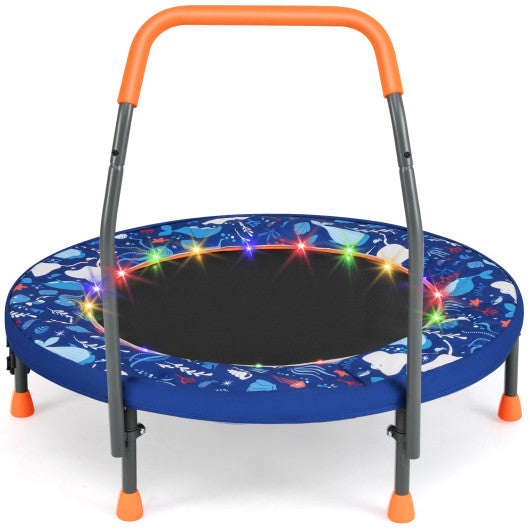Mini Trampoline Folding Small Rebounder for Kids with Lights-Navy