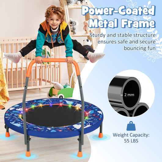 Mini Trampoline Folding Small Rebounder for Kids with Lights-Navy