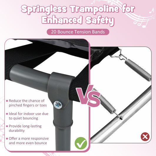 Mini Trampoline Folding Small Rebounder for Kids with Lights-Pink