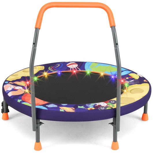 Mini Trampoline Folding Small Rebounder for Kids with Lights-Purple