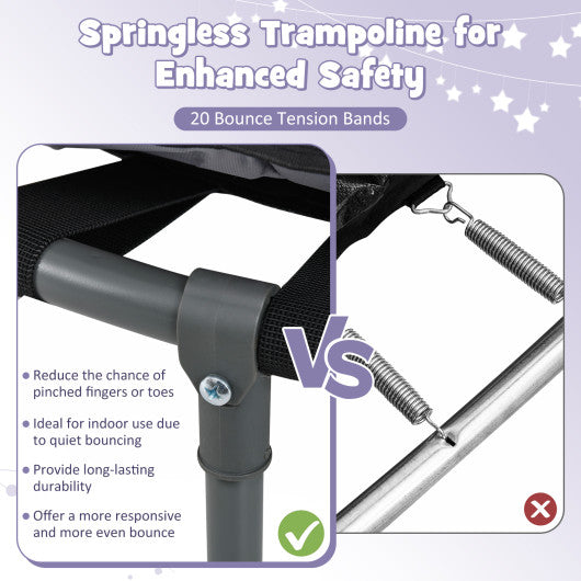 Mini Trampoline Folding Small Rebounder for Kids with Lights-Purple